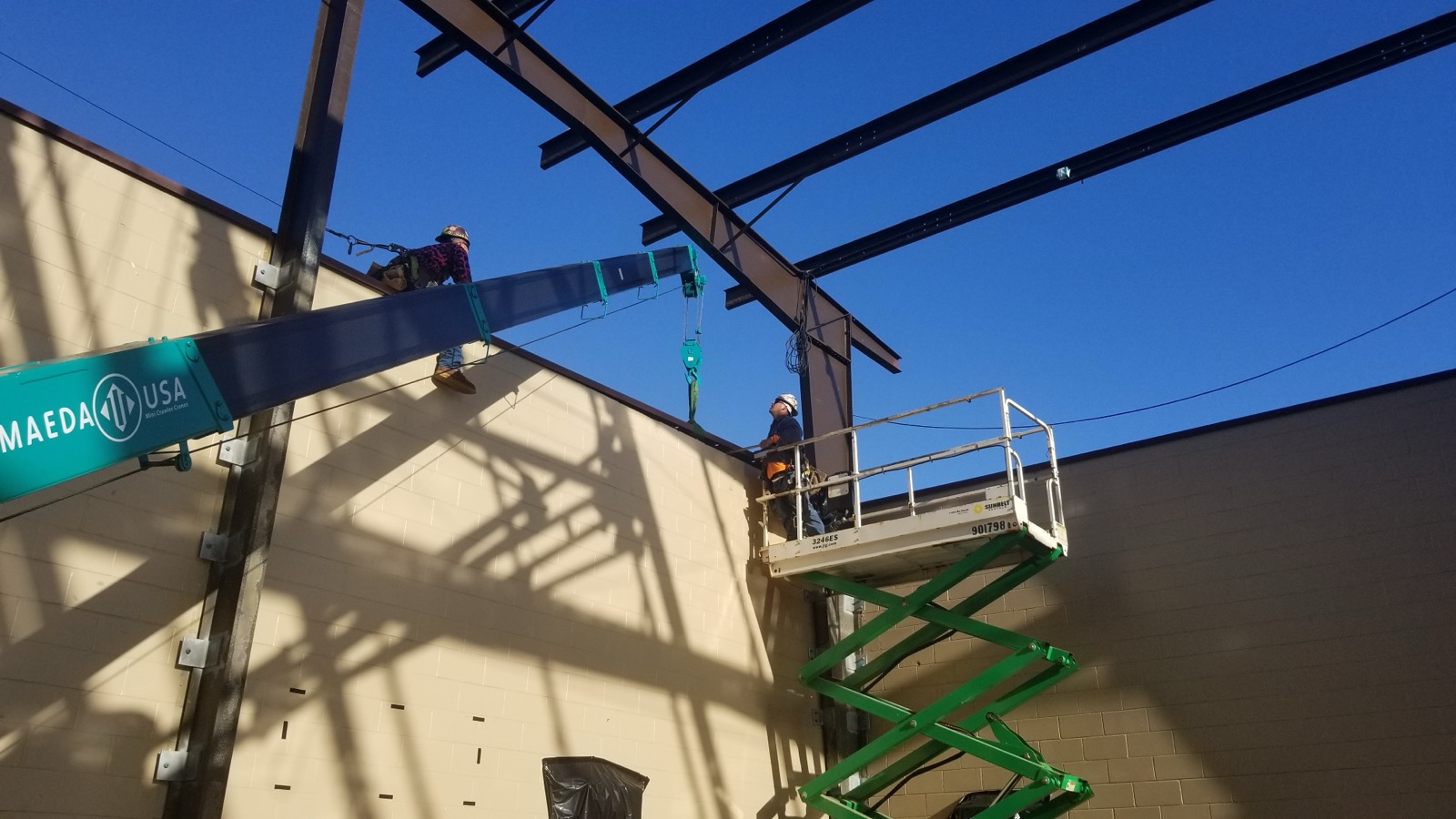 Bar joists and framing for the gym roof at Liliuokalani Center