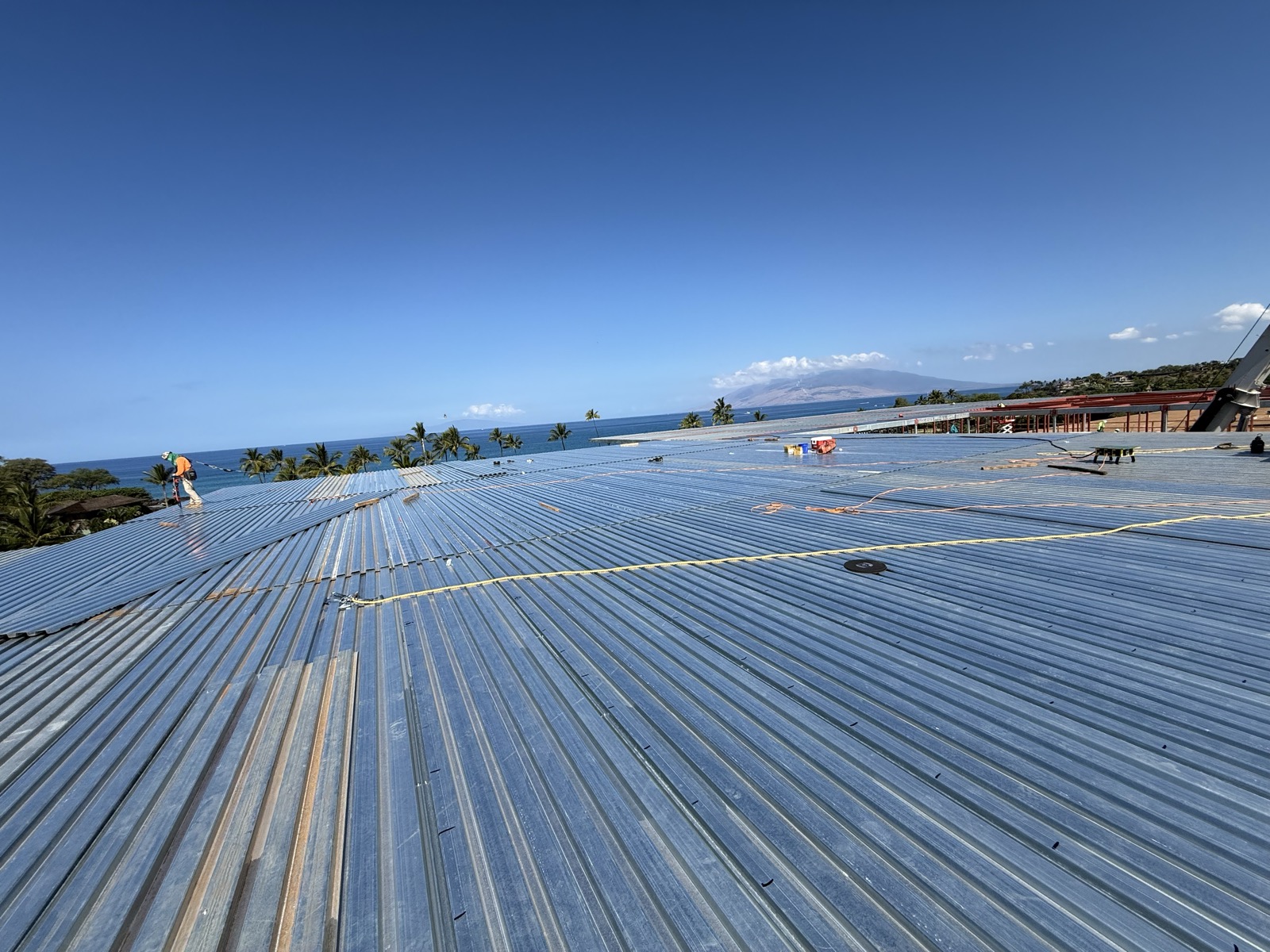 Deck over the roof framing at Mauna Kea Hotel Spa