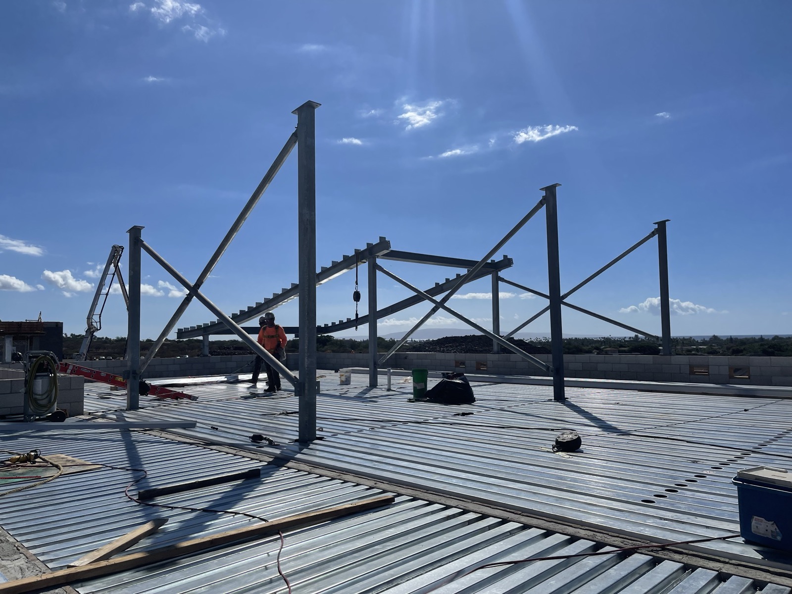 Steel for the trellises at Kihei High School